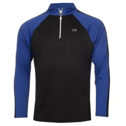 Calvin Klein Golf Drive 1/4 Zip Mens Golf Sweater Black/Cobalt