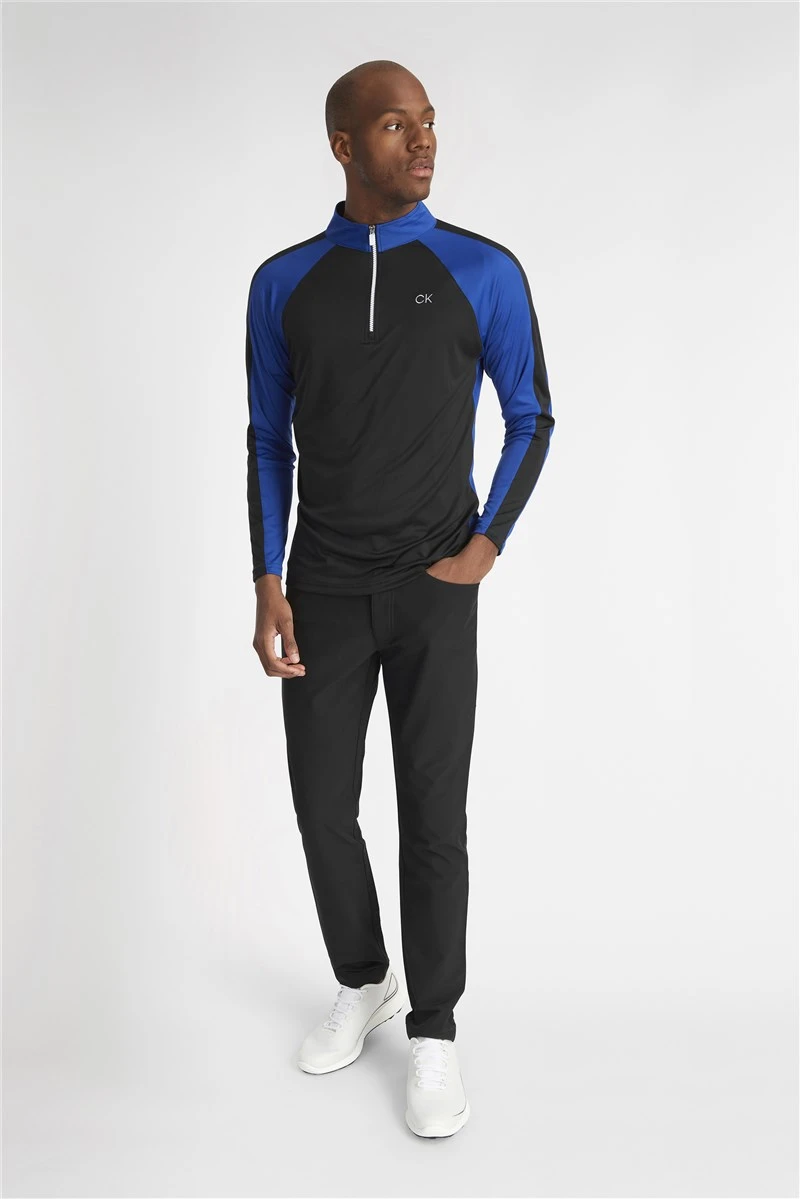 Calvin Klein Golf Drive 1/4 Zip Mens Golf Sweater Black/Cobalt 4 Calvin Klein Golf Drive 1/4 Zip Mens Golf Sweater Black/Cobalt - Image 4