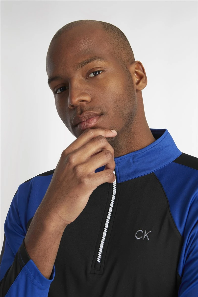 Calvin Klein Golf Drive 1/4 Zip Mens Golf Sweater Black/Cobalt 5 Calvin Klein Golf Drive 1/4 Zip Mens Golf Sweater Black/Cobalt - Image 5