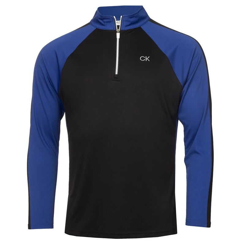 Calvin Klein Golf Drive 1/4 Zip Mens Golf Sweater Black/Cobalt 1 Calvin Klein Golf Drive 1/4 Zip Mens Golf Sweater Black/Cobalt