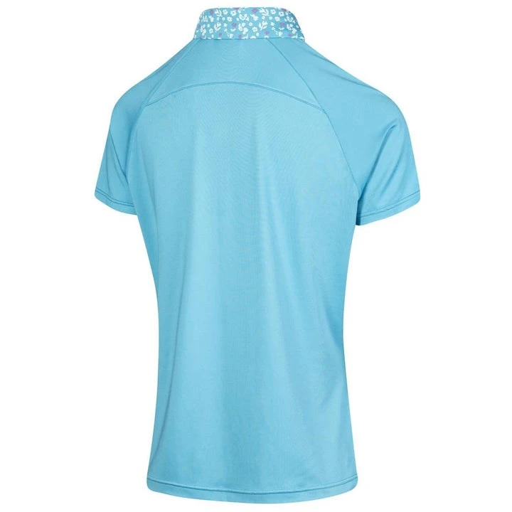 Island Green Ladies Zip Golf Polo With Contrast Collar Aqua 2 Island Green Ladies Zip Golf Polo With Contrast Collar Aqua - Image 2