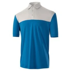 Island Green Mens Colour Block Golf Polo Royal Blue/Silver  