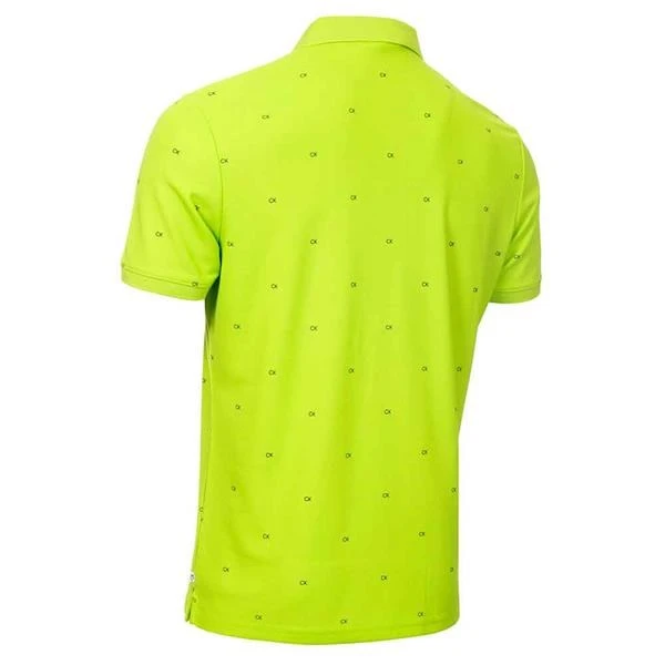 Calvin Klein Golf New Monogram Pique Mens Golf Polo Shirt Citrus/Navy 2 Calvin Klein Golf New Monogram Pique Mens Golf Polo Shirt Citrus/Navy - Image 2