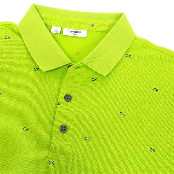 Calvin Klein Golf New Monogram Pique Mens Golf Polo Shirt Citrus/Navy 3 Calvin Klein Golf New Monogram Pique Mens Golf Polo Shirt Citrus/Navy - Image 3