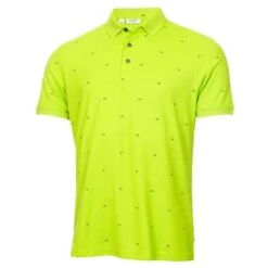 Calvin Klein Golf New Monogram Pique Mens Golf Polo Shirt Citrus/Navy  
