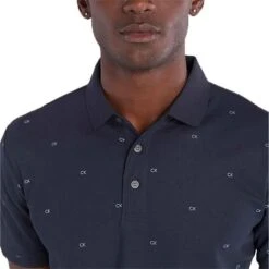 Calvin Klein Golf New Monogram Pique Mens Golf Polo Shirt Navy   -Golf Sales Store 43827 2