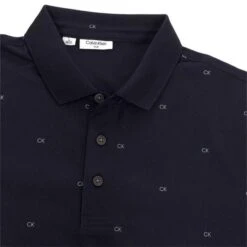 Calvin Klein Golf New Monogram Pique Mens Golf Polo Shirt Navy   -Golf Sales Store 43827 3