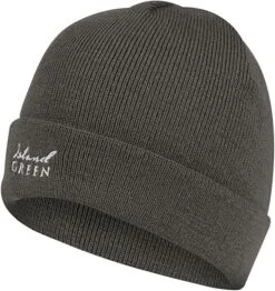 Island Green Mens Knitted Beanie Hat Charcoal  