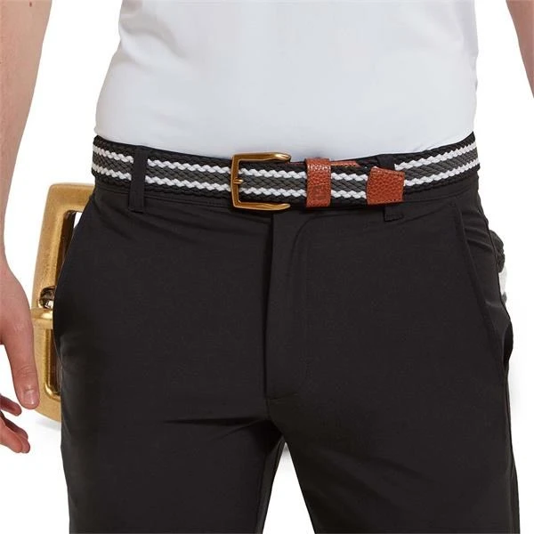 FootJoy Striped Belt Black/Charcoal/White 2 FootJoy Striped Belt Black/Charcoal/White - Image 2