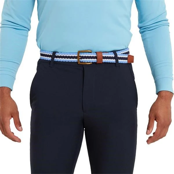 FootJoy Striped Belt True Blue/Navy/White 2 FootJoy Striped Belt True Blue/Navy/White - Image 2