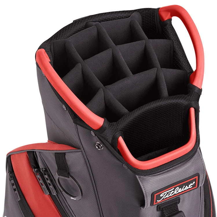 Titleist 2022 Cart 14 Lightweight Golf Cart Bag - Grey/Red/Black 2 Titleist 2022 Cart 14 Lightweight Golf Cart Bag - Grey/Red/Black - Image 2